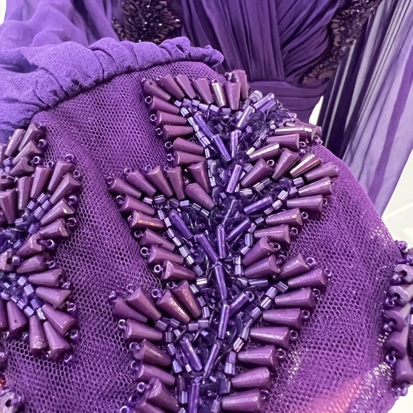 Zuhair Murad Silk Chiffon Beaded V-Neck Gown Dress - Picture 13 of 15